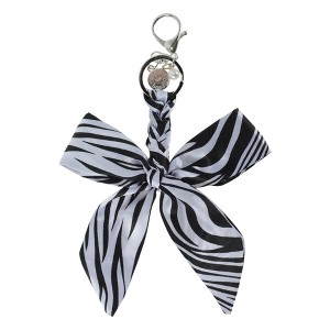 Unique Bargains Bow Scarf Handbag Charm Black White 1Pc - 1 of 4