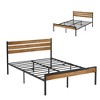 Industrial Metal Platform Bed Frame with Headboard - Sturdy Wood-Slat Support & Under-Bed Storage, No Box Spring Needed ,Black - 3 of 4