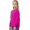 Girls Pullover Sweater Cable Knit Crew Neck Long Sleeve Sweater Knit Tops,Rose Pink - S - 2 of 4