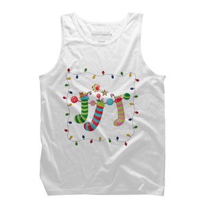 Men's Design By Humans Christmas Stocking with Christmas Lights By realdealclipart Tank Top - 1 of 3