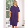 cheibear Women's V-Neck Front Button Down Short Sleeve Nightgowns - 4 of 4