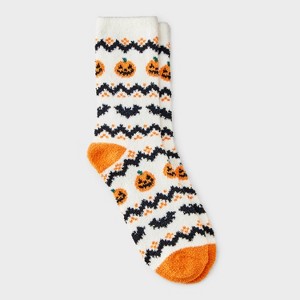 Women's Fair Isle Halloween Cozy Crew Socks - Hyde and EEK! Boutique™ Ivory/Orange/Black 4 - 10 - 1 of 3