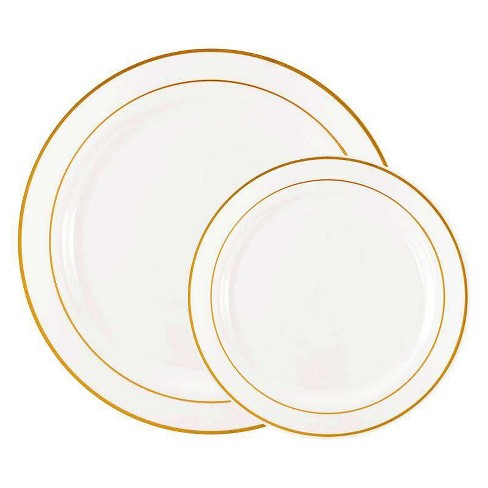 Smarty Had A Party Black With Silver Edge Rim Plastic Dinnerware Value Set  (120 Dinner Plates + 120 Salad Plates) : Target