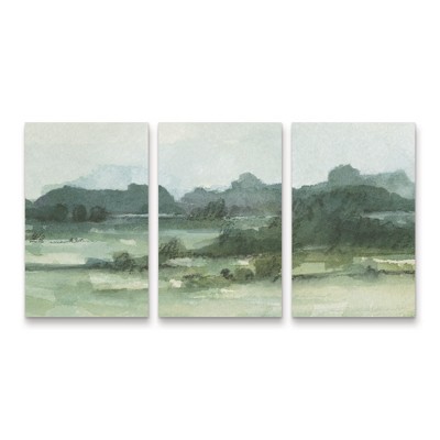 Trademark Fine Art Emma Caroline  Marshy Landscape II 3 Piece Panel Set Art