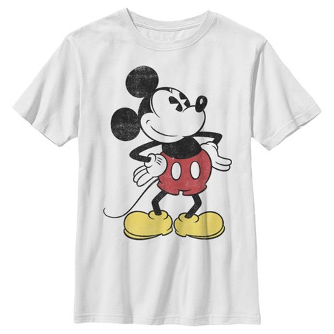 Boy s Disney Classic Mickey Distressed T Shirt White Large