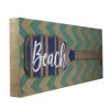 Northlight Aqua Blue Chevron Burlap with “Beach” Wood Look Oar Linen Wall Art 24” - 2 of 4