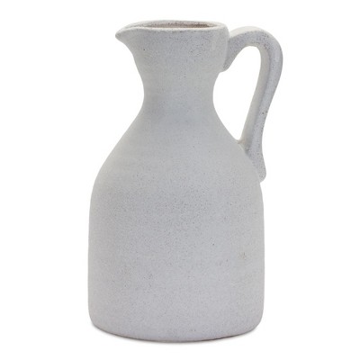 Melrose Modern White Clay Pitcher Vase 10.5"H