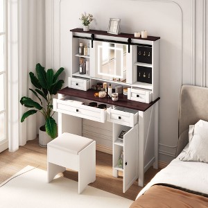 NicBex Makeup Vanity with Mirror & Adjustable Lights,Vanity Desk with 3/4/6 Drawers,Vanity Table for Bedroom,White - 1 of 4