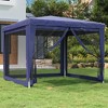 vidaXL 9.8'x9.8' Iron-Framed Party Tent in Blue with Four Mesh Sidewalls and UV-Resistant HDPE Material, Perfect for Outdoor Parties and Gatherings - 2 of 4