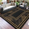 Outdoor Modern Leaves Pattern Large Area Rugs for Camping Erasable Plastic Straw Carpet for Garden Backyard Reversible Picnic Mat - 3 of 4