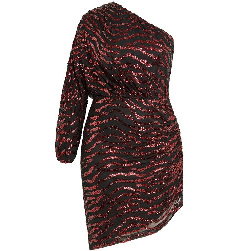 Women's Plus Size  Sequin Stripe Dress - ruby | CITY CHIC, 3 of 4