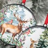 6.5"H Sullivans Christmas Rustic Deer Disc Ornament Set of 2  Multicolor - 2 of 3