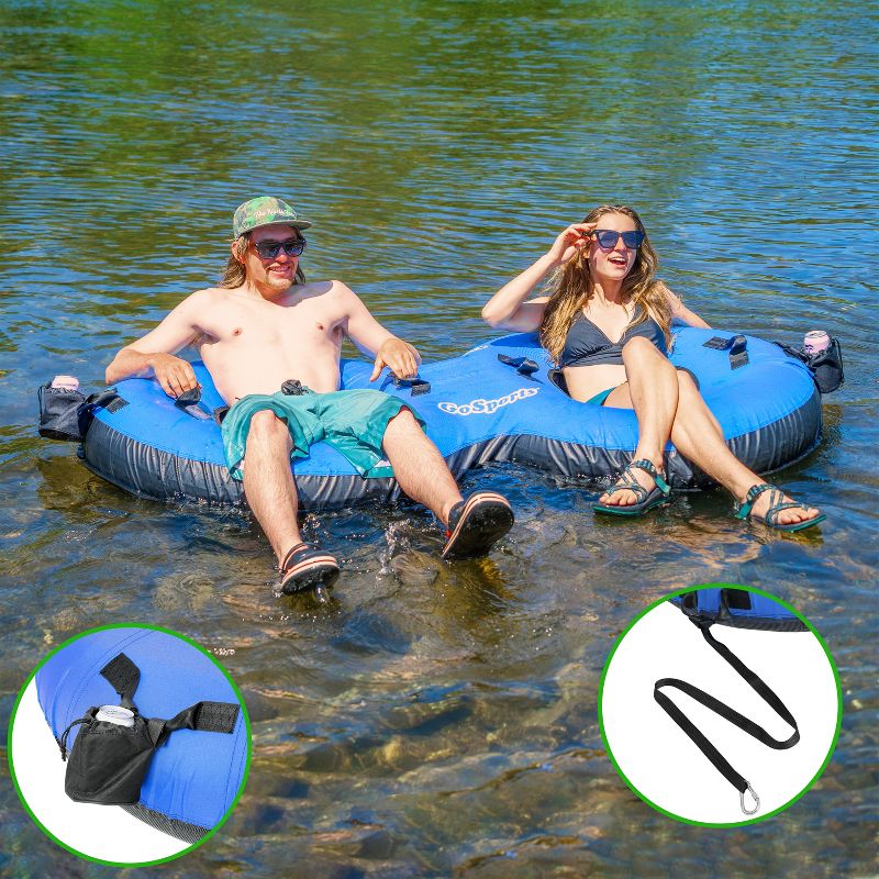 GoSports Heavy-Duty 2 Person Floating River Tube with Premium Canvas Cover-Commercial Grade Double River Tube-Blue, 2 of 6