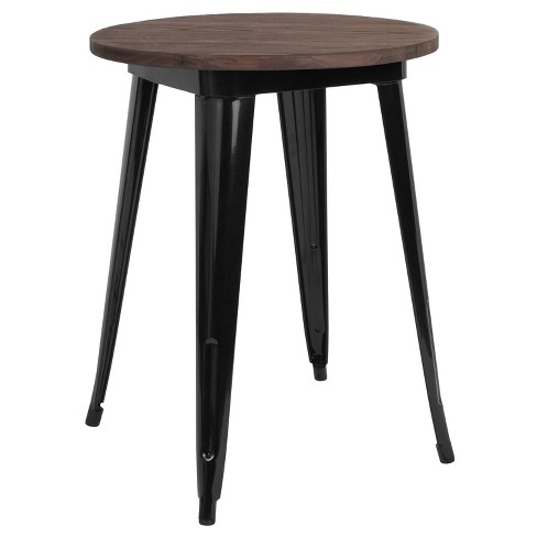 Flash Furniture 24" Round Metal Indoor Table with Rustic Wood Top - image 1 of 4