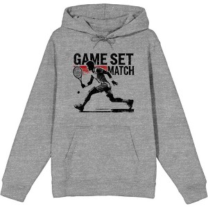 "Game Set Match" Tennis Sports Adult Long Sleeve Hoodie - 1 of 3