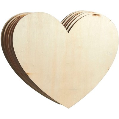 Juvale 6 Pack Unfinished Wooden Hearts for Arts and Crafts, Wood Shapes for DIY Craft, Signs, Wedding Décor, 11.5 x 10 In