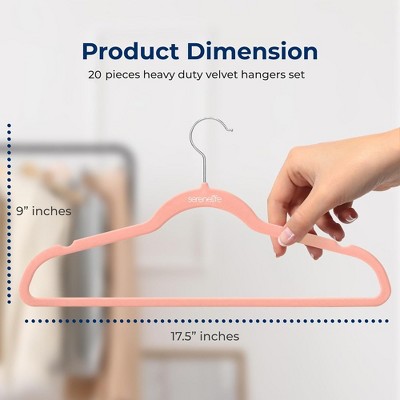Pink Velvet Non-Slip Heavy Duty Hanger Set with 360° Swivel Hook