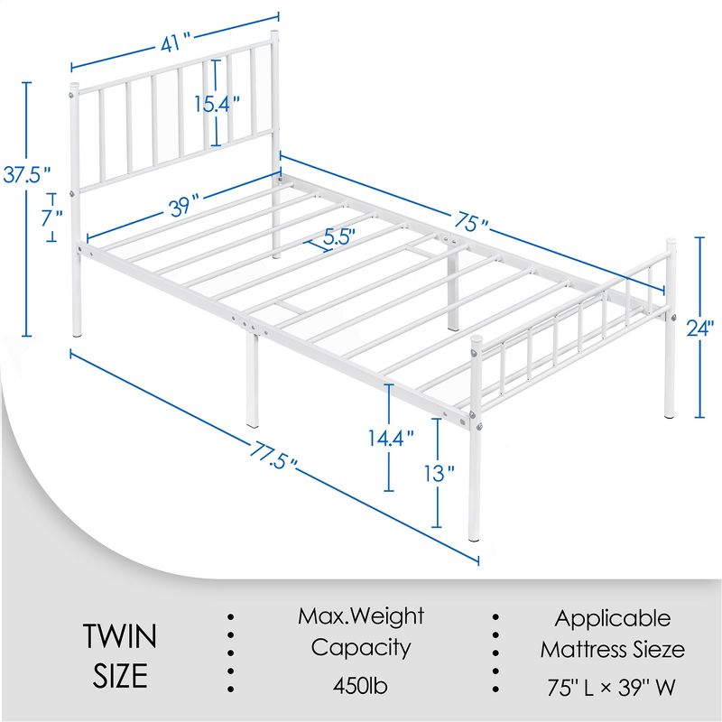 Yaheetech Metal Platform Bed Frame with Spindle Headboard and Footboard, 3 of 13