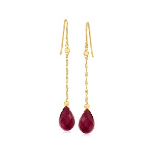 Ross-Simons 9.00 ct. t.w. Ruby Teardrop Earrings in 10kt Yellow Gold - 1 of 4