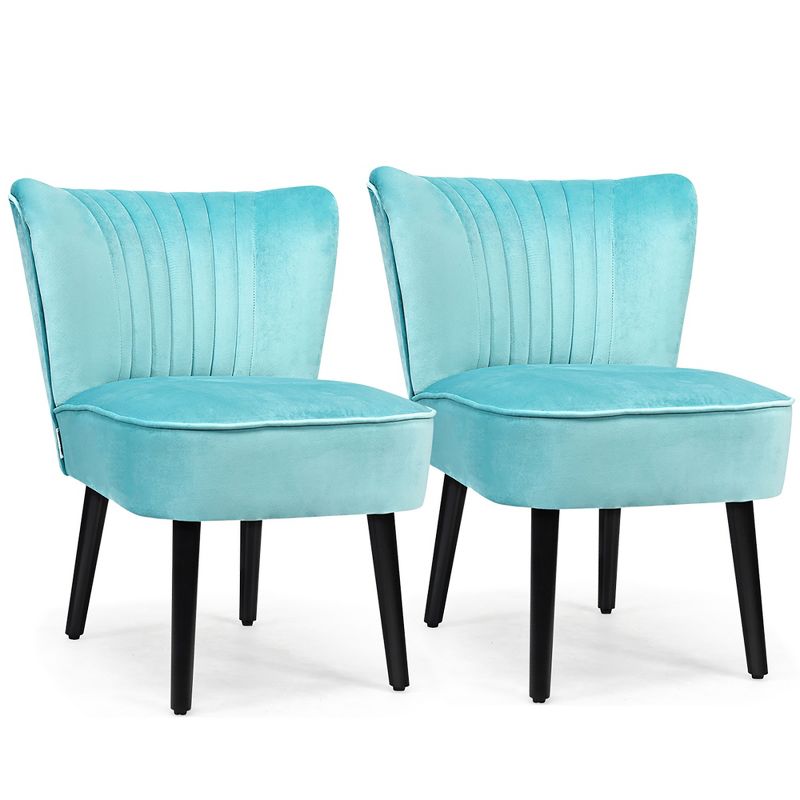 Costway Set of 2 Armless Accent Chair Upholstered Leisure Chair Single Sofa Turquoise\Stone Grey\ Dark Grey, 1 of 11