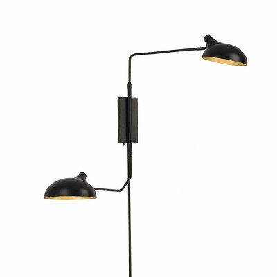 Bellamy Mid-Century Modern Matte Black 2-Light Wall Sconce
