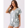 cheibear Women's Modal Button Up Short Sleeve T-shirt and Shorts Pajama Sets 2 Pcs - image 2 of 4