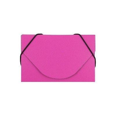 JAM Paper Colorful Business Card Holder Case with Round Flap Matte Fuchsia Pink Chipboard Sold