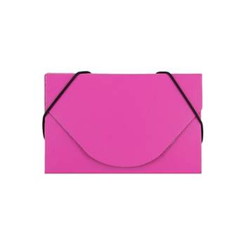 JAM Paper Colorful Business Card Holder Case with Round Flap Matte Fuchsia Pink Chipboard Sold