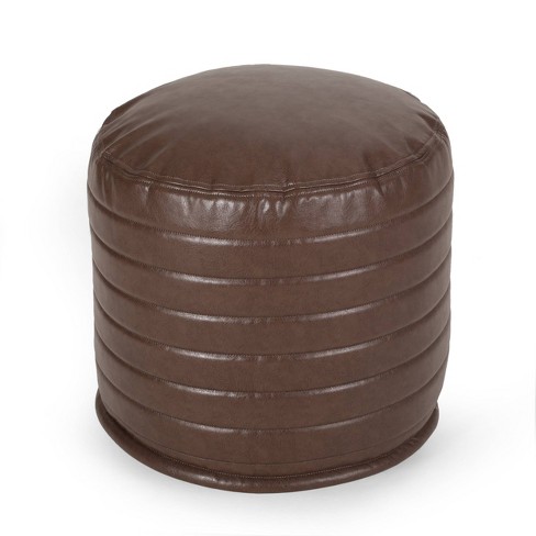 Baddow Contemporary Faux Leather, Faux Leather Ottoman Pouf