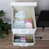 Household Essentials Stacking Storage Boxes with Laminate Top Coastal Oak: MDF Decorative Storage with Lids, Off-White - 3 of 4
