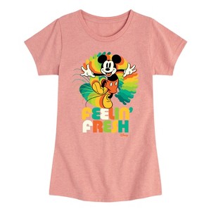 Girls' - Disney - Mickey Mouse Feeling Fresh Fitted Short Sleeve Graphic T-Shirt - 1 of 4