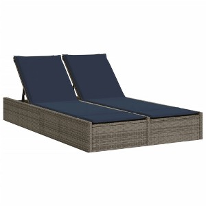 vidaXL Patio Double Sun Lounger Grey, Navy blue - 1 of 4