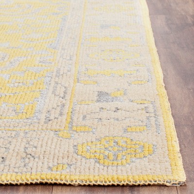 Hand-Knotted Gray Wool Square Area Rug - Easy Care, 4'x6'