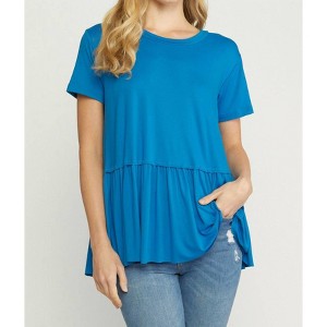 Women's Short Sleeve Peplum Top - entro - 1 of 4
