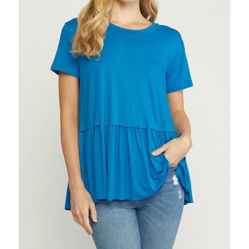 Women's Short Sleeve Peplum Top - entro - image 1 of 4