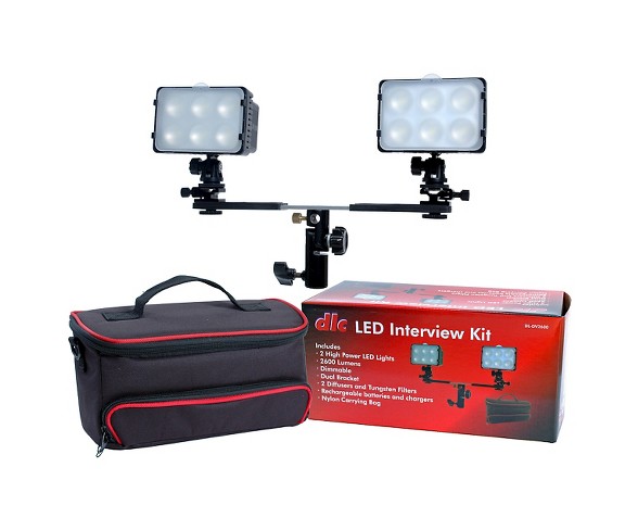 DLC LED Interview Kit with Full Power 2600 Lumen Light - Black (DL-DV2600)