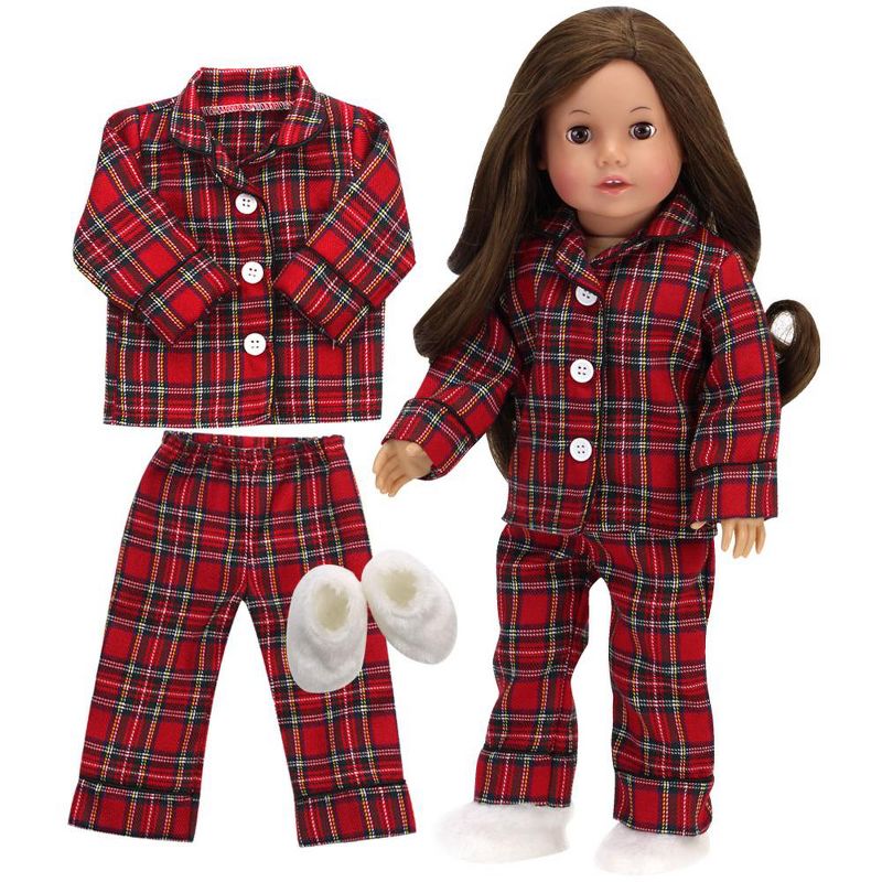 Sophia’s Red Flannel Pajamas and Slippers Set for 18" Dolls, 6 of 7