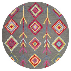 Dark Gray Shapes Tufted Round Area Rug 5