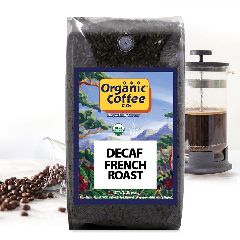 Organic Coffee Co., DECAF French Roast, 2lb (32oz) Whole Bean, Swiss Water Processed Decaffeinated Coffee, 4 of 6