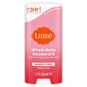 Lume Whole Body Women's Deodorant - Invisible Cream Stick - Aluminum Free - Peony Rose Scent - 2.2oz - 1 of 4