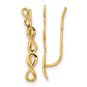 Black Bow Jewelry 3.6 x 22mm (7/8 Inch) 14k Yellow Gold Polished Infinity Ear Climbers - 1 of 4