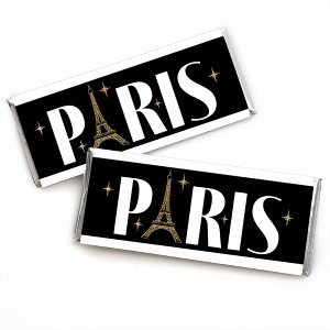 Big Dot of Happiness Stars Over Paris - Candy Bar Wrapper Parisian Themed Party Favors - Set of 24 - 1 of 4
