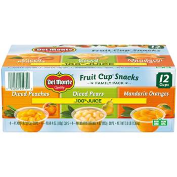 Del Monte Peach, Pear and Mandarin Variety Pack Fruit Snack 100% Juice - 12ct/4oz