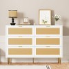 Rattan 6-Drawer Modern Dresser with Gold Legs & Handles, Wide Chest of Drawers with Large Tabletop, Anti-Tip Design for Bedroom and Living Room - 2 of 4
