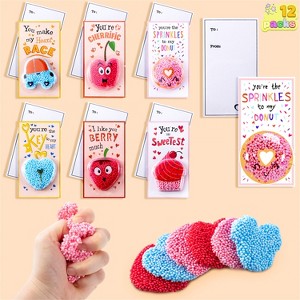 Joyfy 12 Packs Valentine's Day Foam squishy toy with Cards, squishy toy Fun Foam Modeling Foam for Valentine Party Favors, Classroom Gift Exchange - 1 of 4