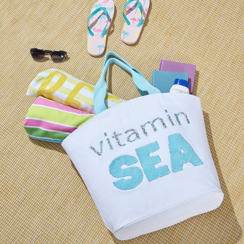 Mina Victory Vitamin Sea White Beach Tote Bag, 5 of 6
