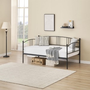 Twin Size Metal Daybed with Trundle: Steel Slat Support, Pullout Design, Convertible Sofa Bed - 1 of 4