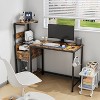 Gulches Computer Desk Brown with Power Outlet USB Ports 4 Tier Reversible Shelves 1 Drawer RGB LED Lights Gaming Desk - 2 of 4