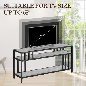 65'' Industrial TV Stand with Quadruple-Tube Support – Rustic Brown Media Console, 3-Tier Open Shelves, Fits Up to 75'' TVs for Living Room - 1 of 4