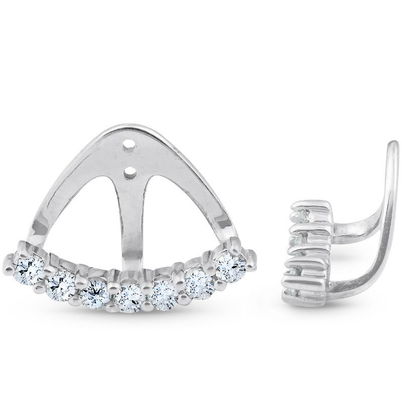 Pompeii3 3/4 Ct Diamond Stud Earring Jackets 14k White Gold (up to 8mm), 1 of 5